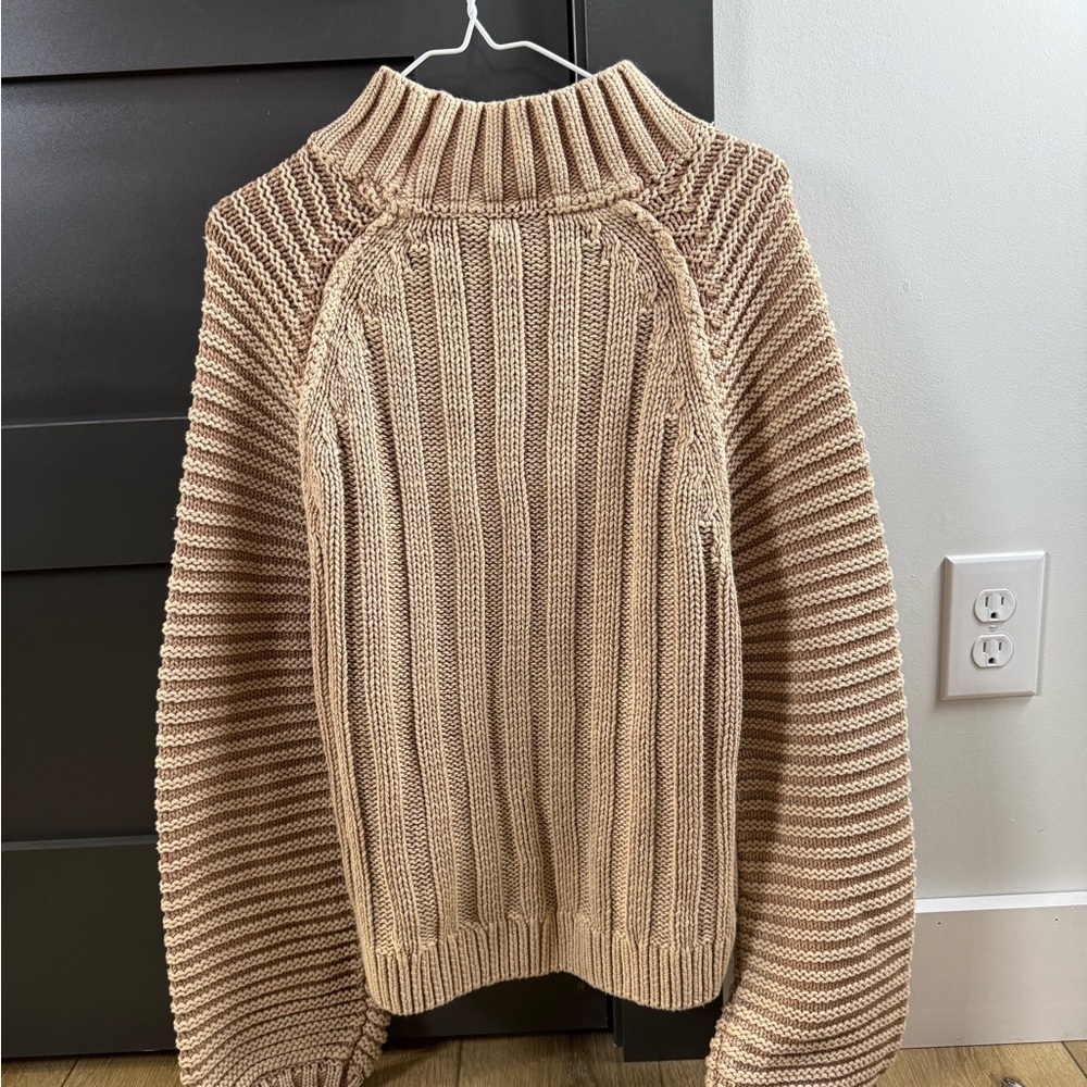 Free People Sweetheart Sweater in Sandcastle Chunky Knit Mockneck Size Small - Picture 3 of 13
